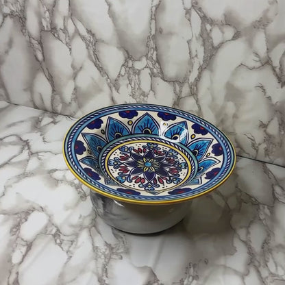 "FLORAL VIBES" Ceramic Hand – painted Deep Plate Size 9 inch for Soup / Salads/ Pasta/ Noodles/ Macaroni – Set Of 2 Best Gifting Options.