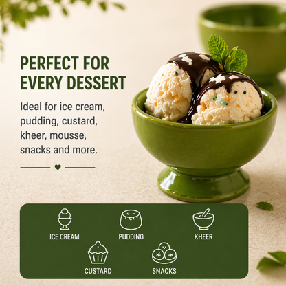 Olive Charm Ceramic Dessert Cups Set of 6 | Premium Gloss Finish Ice Cream Bowls | Ideal for Ice Cream, Pudding, Kheer & Desserts